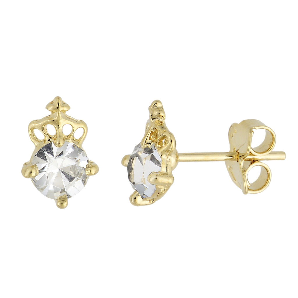 Brinco de coroa com ponto de luz banhado a ouro 18k ARAU Jóias