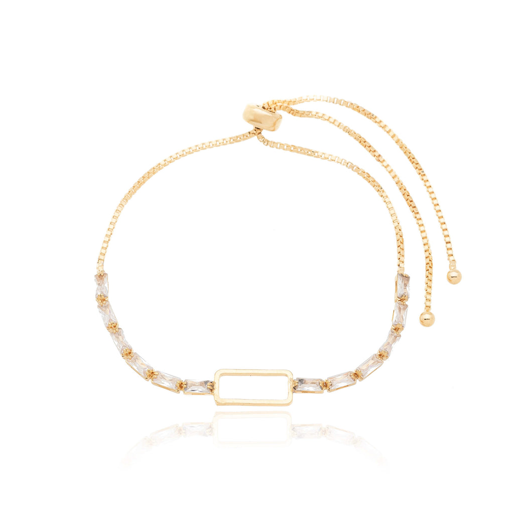 Pulseira Regulável Retangular com Zircônias banhada a ouro 18k ARAU Jóias