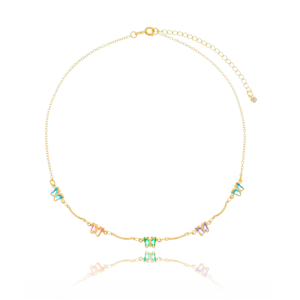Choker de Borboletas Coloridas banhado a ouro 18k ARAU Jóias