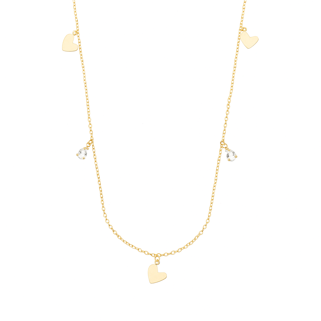 Choker Corações e Gotas coração banhado a ouro 18k ARAU Jóias