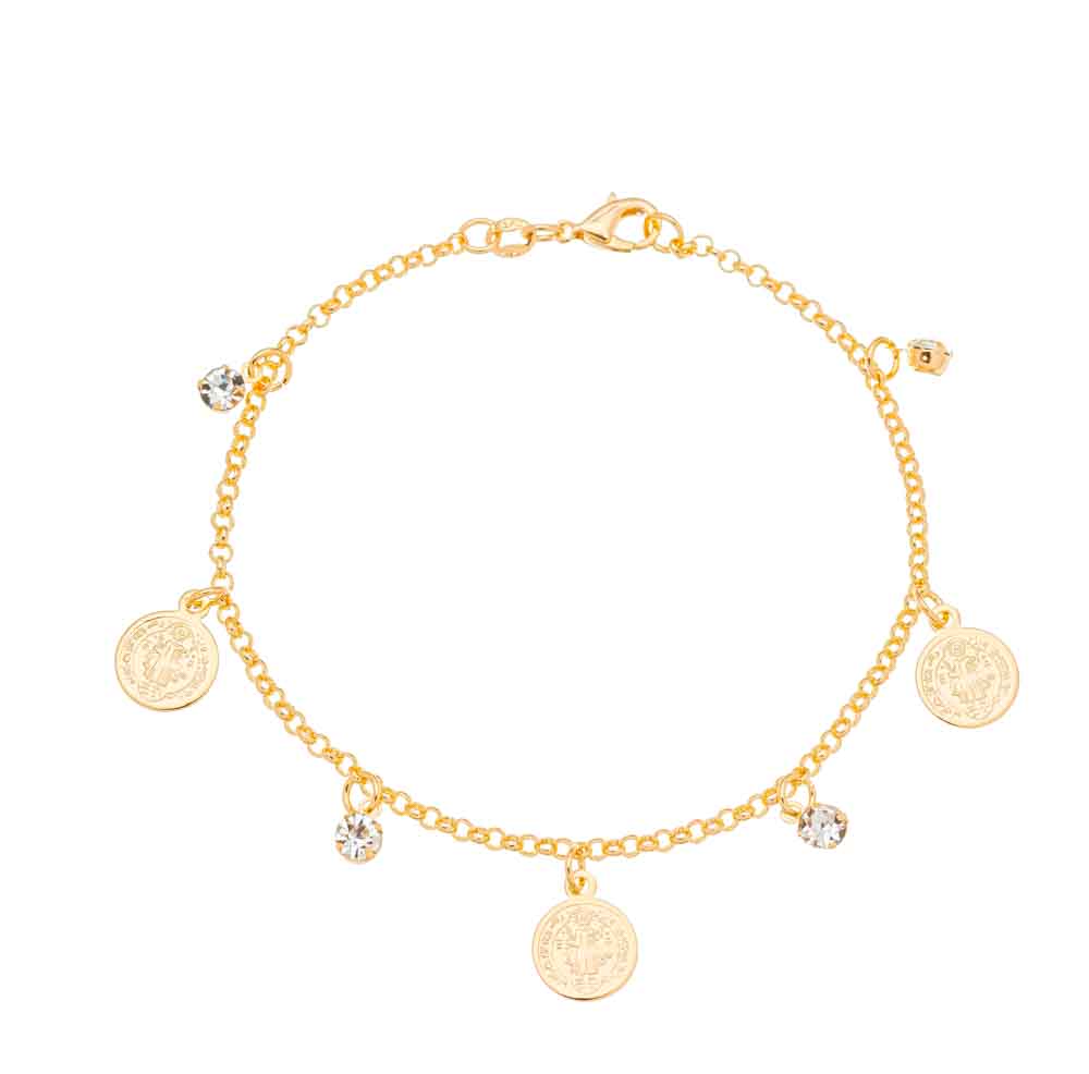 Pulseira de Medalhas e Pontos de Luz banhado a ouro 18k ARAU Jóias