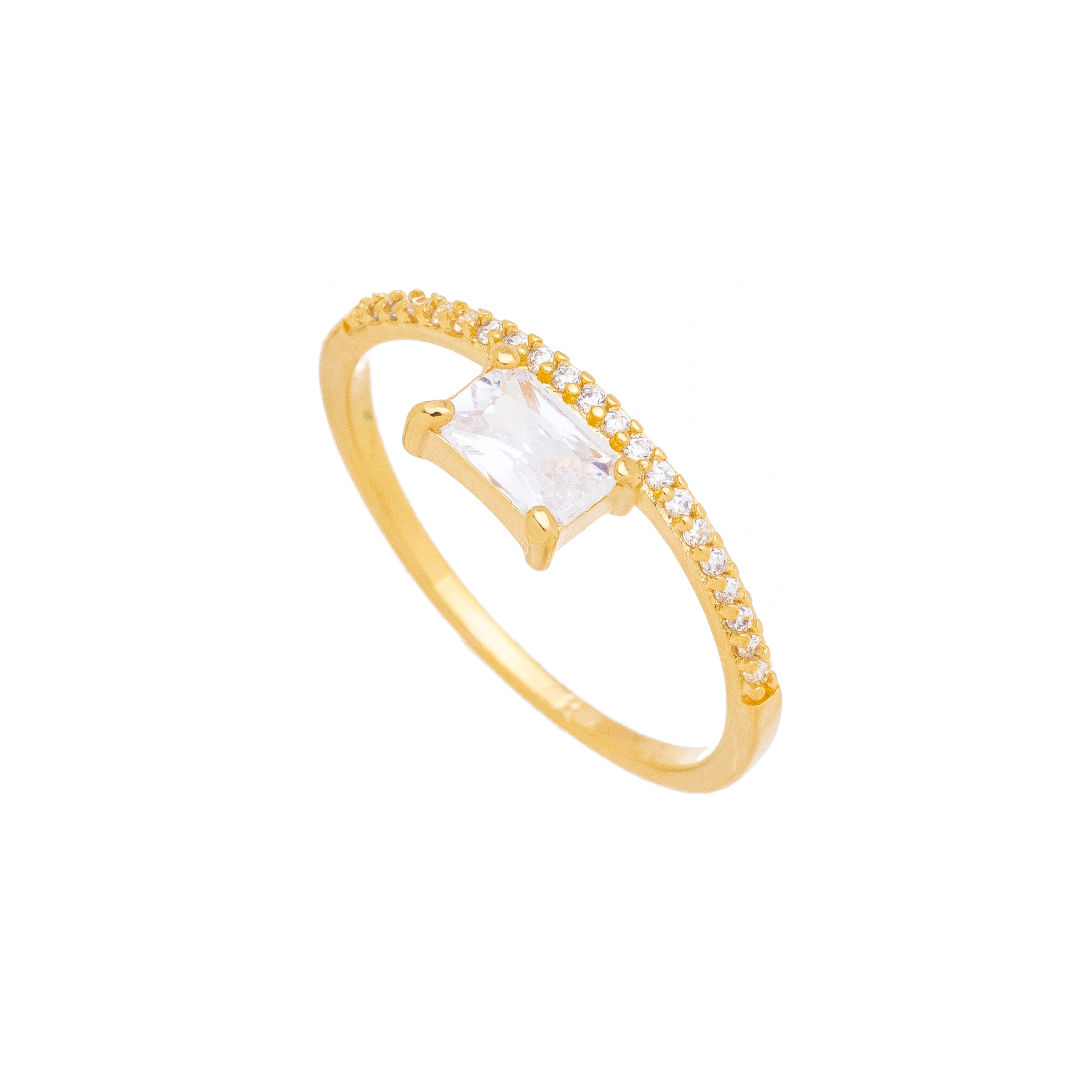 Anel aparador com pedra de zircônia banhado a ouro 18k ARAU Jóias