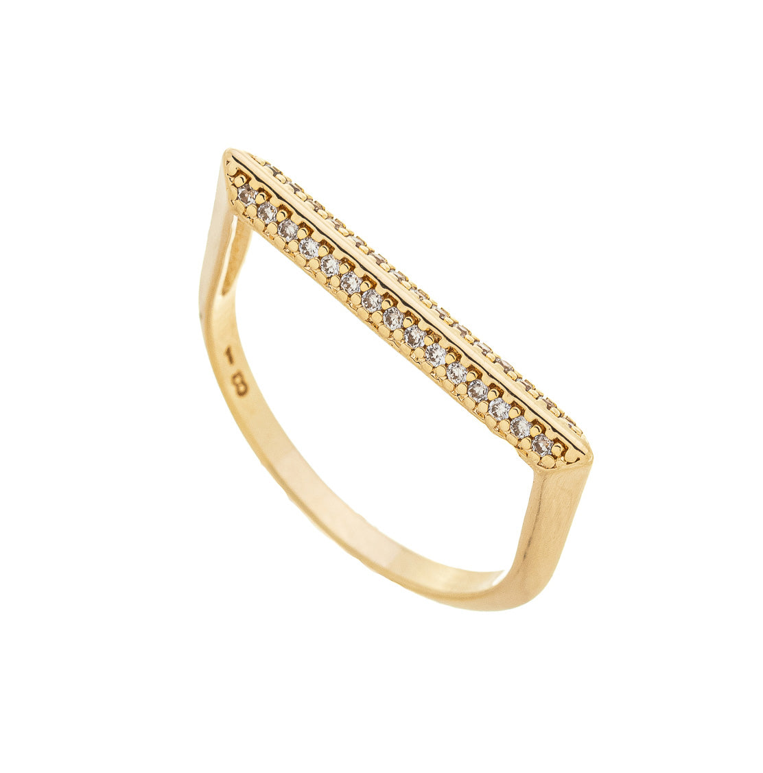 Anel reto com zircônias banhado a ouro 18k