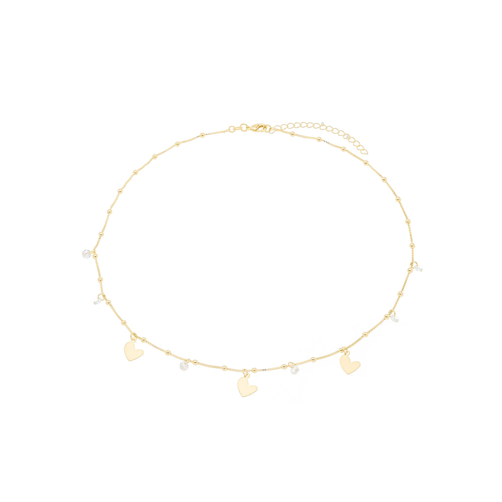 Choker de Corações e Pontos de Luz banhado a ouro 18k ARAU Jóias