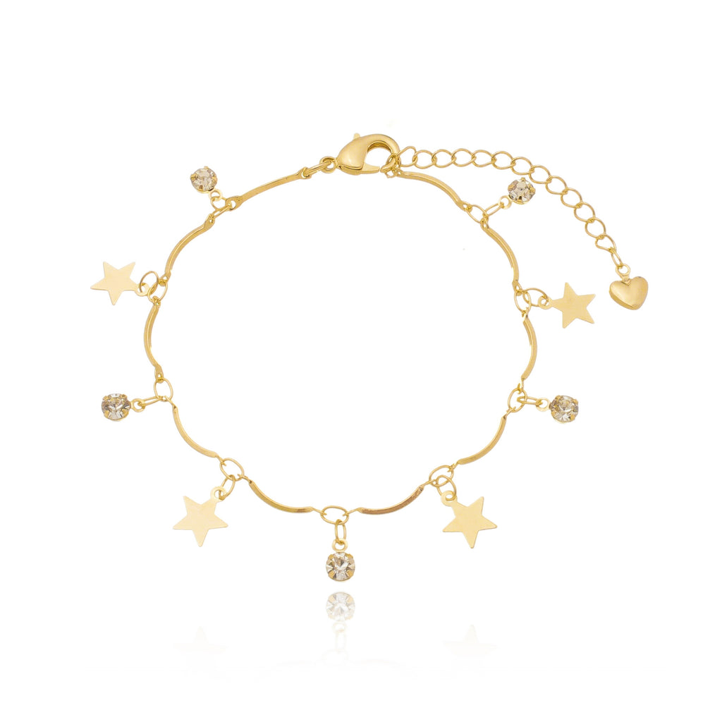 Pulseira com Estrelas e Pontos de Luz banhado a ouro 18k ARAU Jóias