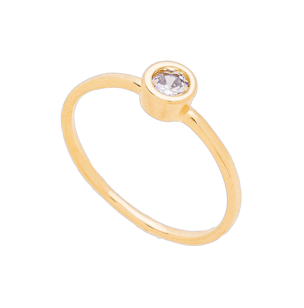 Anel solitário com pedra redonda banhado a ouro 18k ARAU Jóias