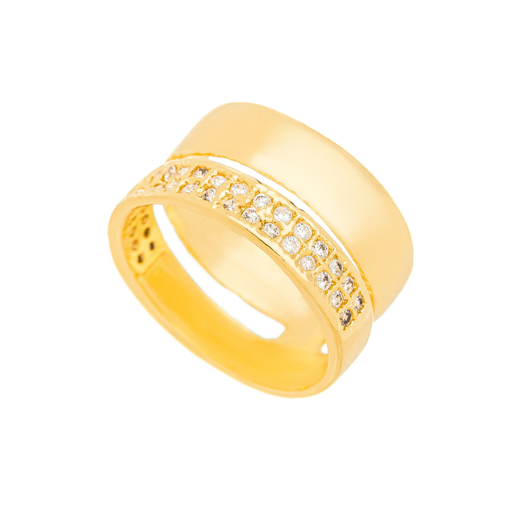 Anel duplo com zircônias banhado a ouro 18k ARAU Jóias