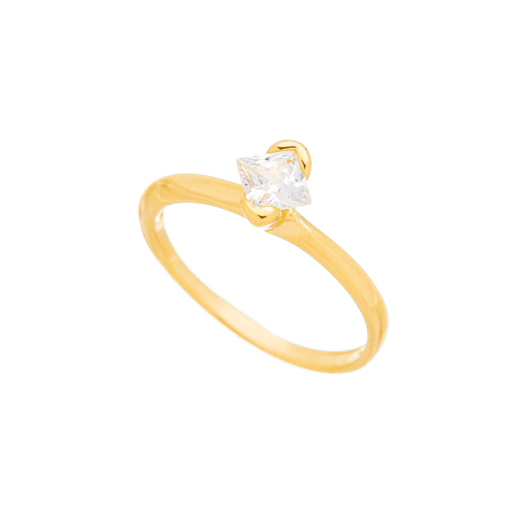 Anel solitário de zircônia banhado a ouro 18k ARAU Jóias