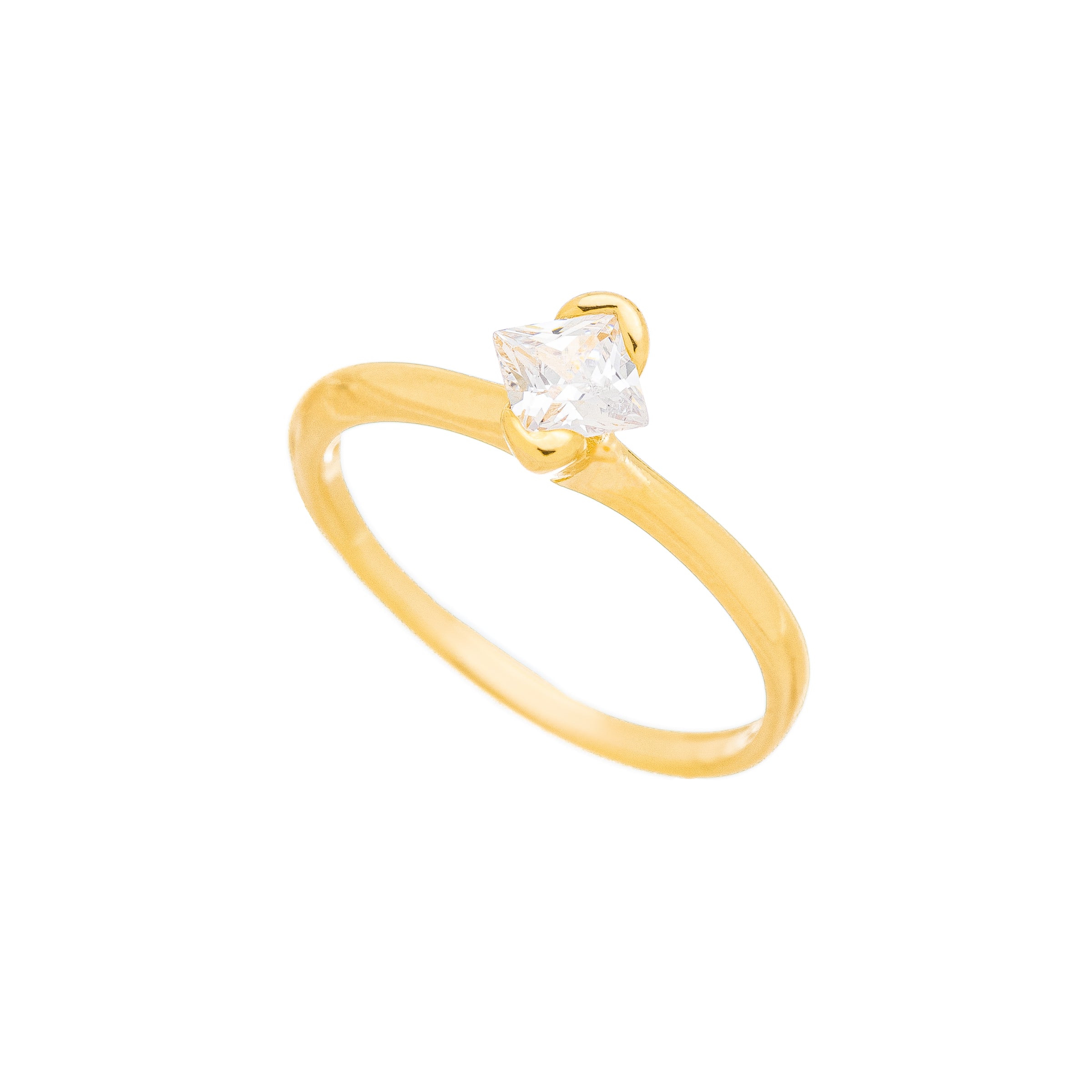 Anel solitário de zircônia banhado a ouro 18k ARAU Jóias