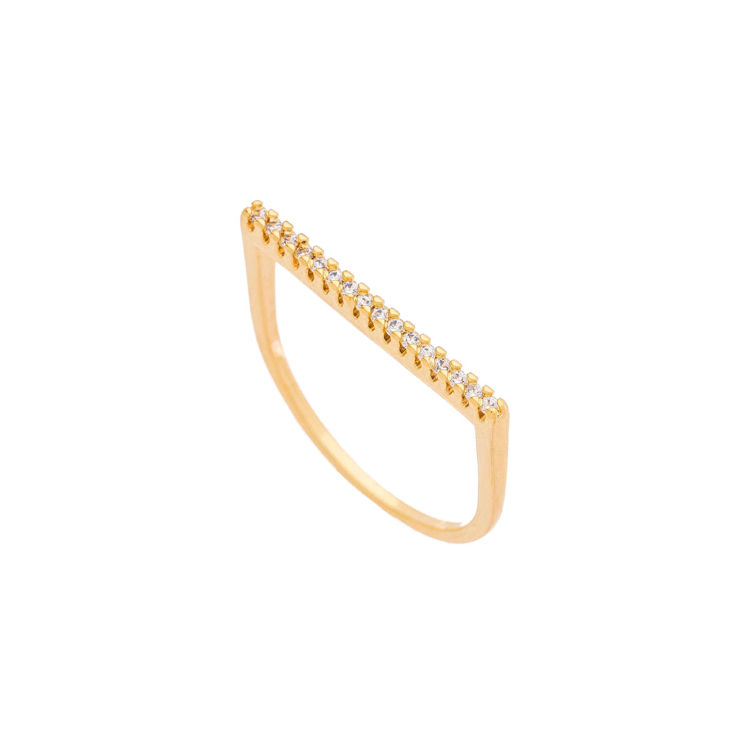 Anel aparador chato com zircônias banhado a ouro 18k ARAU Jóias