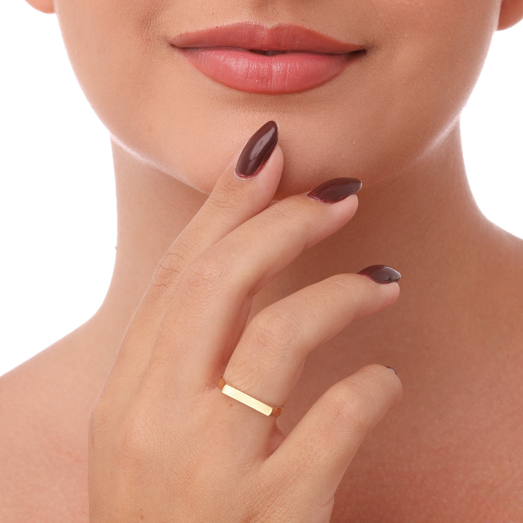 Anel liso com topo chato banhado a ouro 18k ARAU Jóias