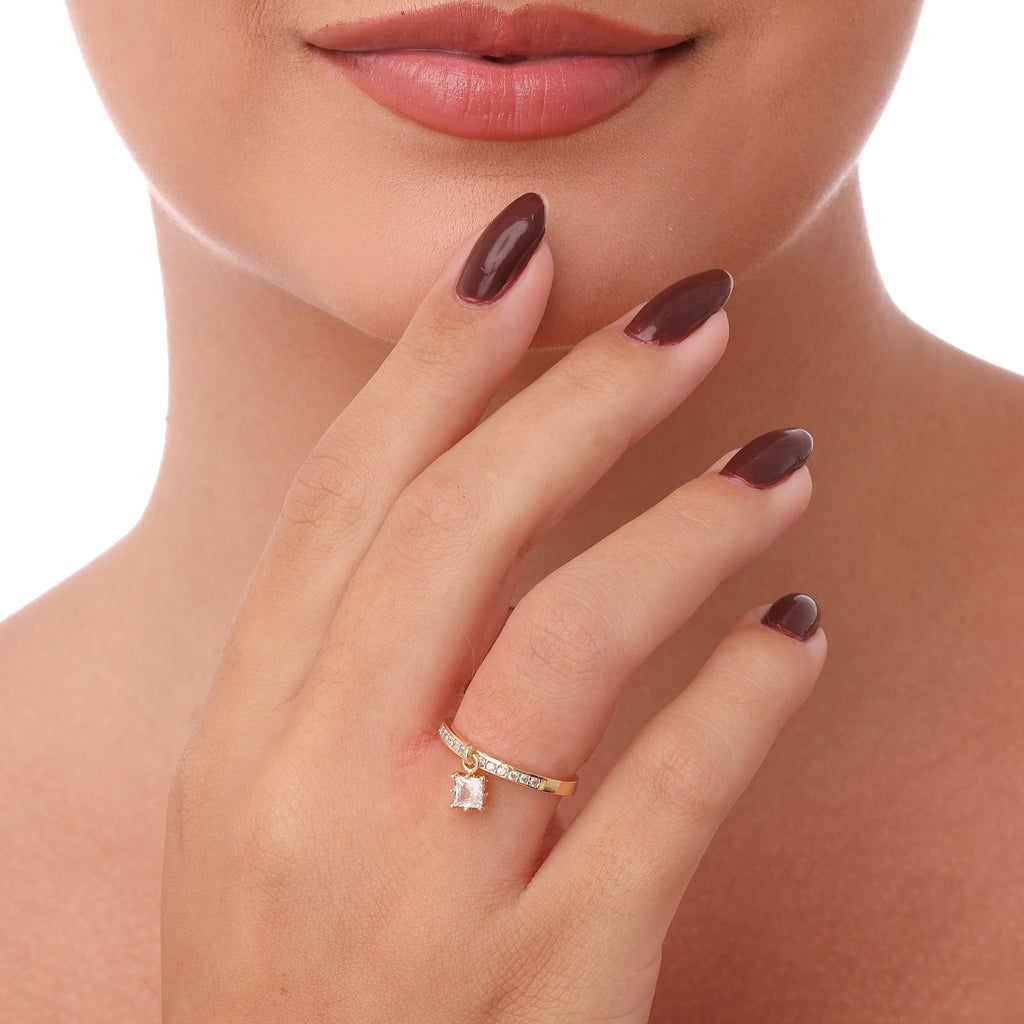 Anel aparador com pedra de zircônia banhado a ouro 18k ARAU Jóias