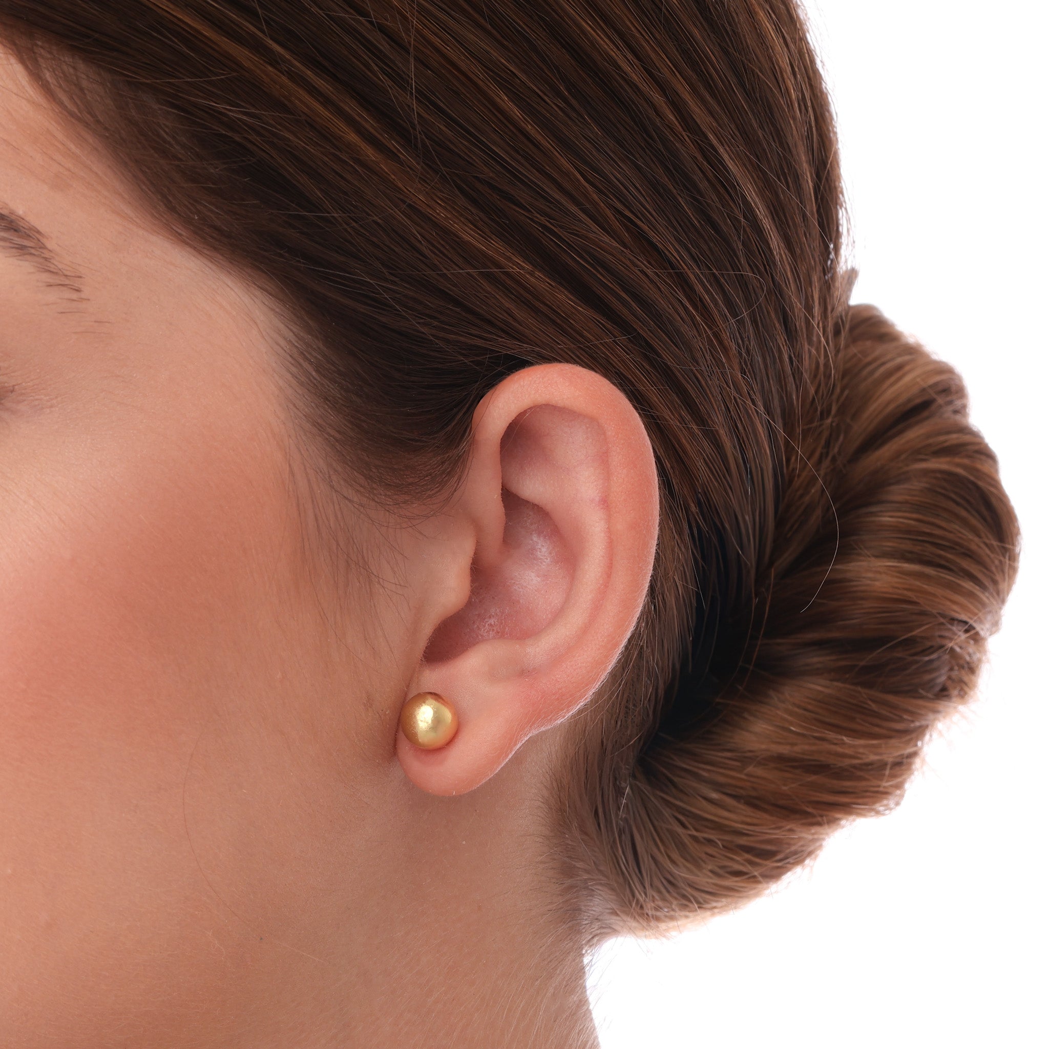 Brinco de bolinha 8mm banhado a ouro 18k ARAU Jóias