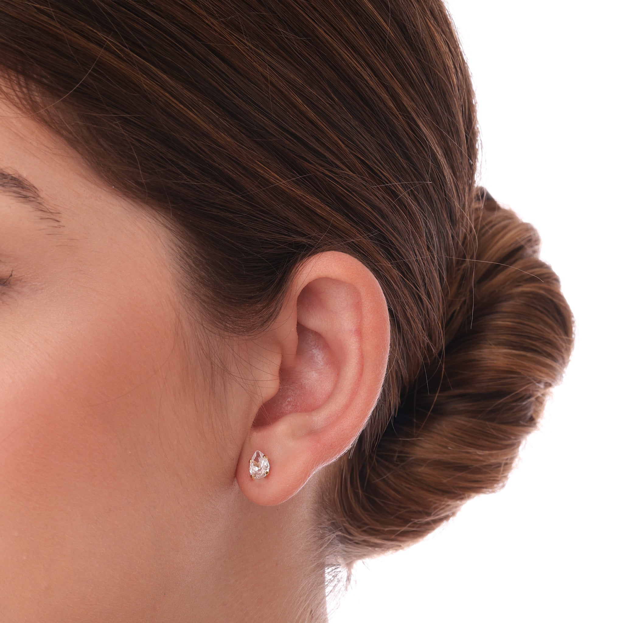 Brinco de ponto de luz em formato de gota banhado a ouro 18k ARAU Jóias