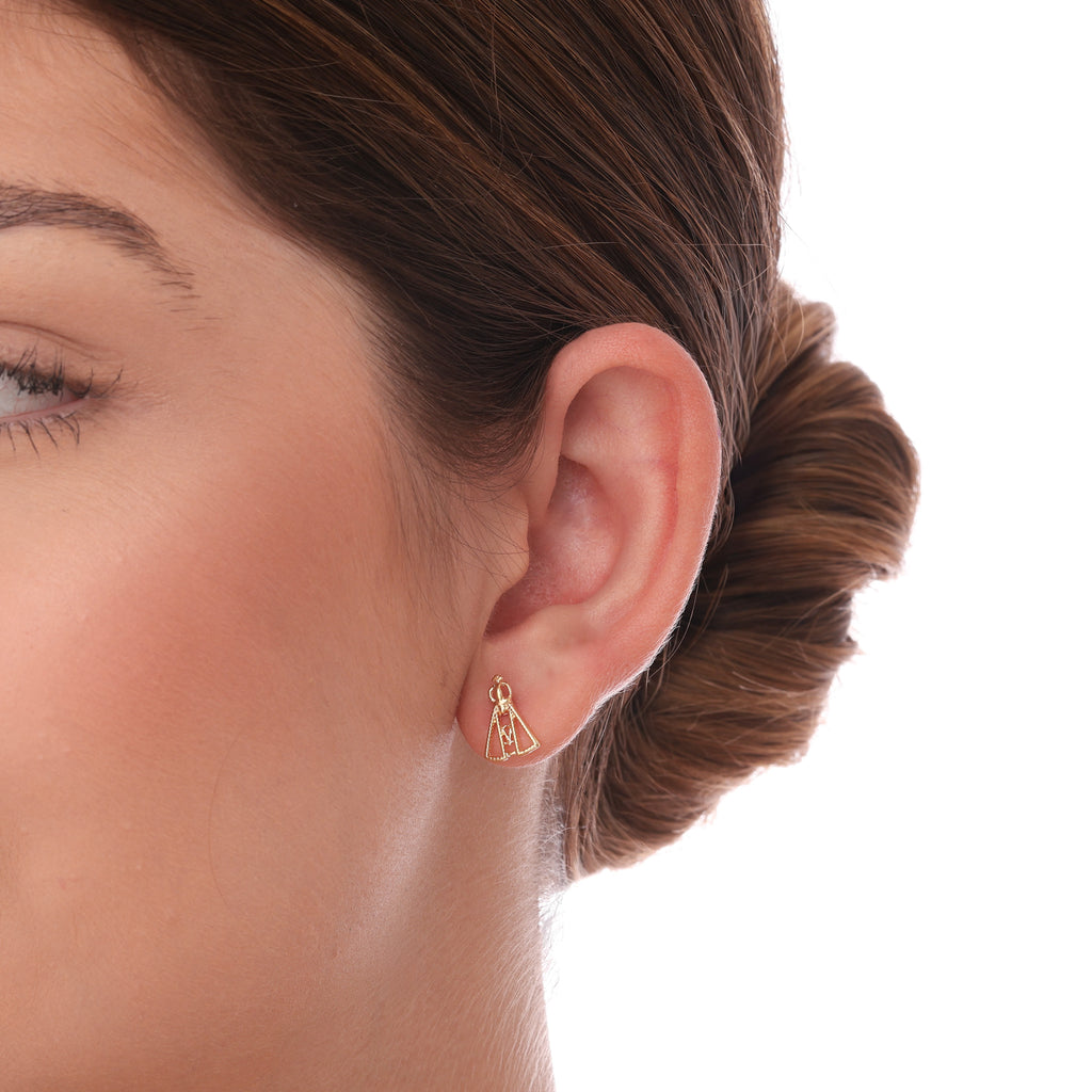 Brinco de Nossa Senhora de Aparecida banhado a ouro 18k ARAU Jóias