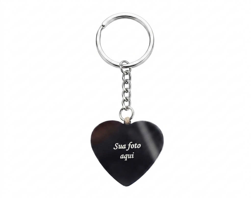 Chaveiro com Pingente Personalizado com Foto ou Mensagem em Aço Inoxidável