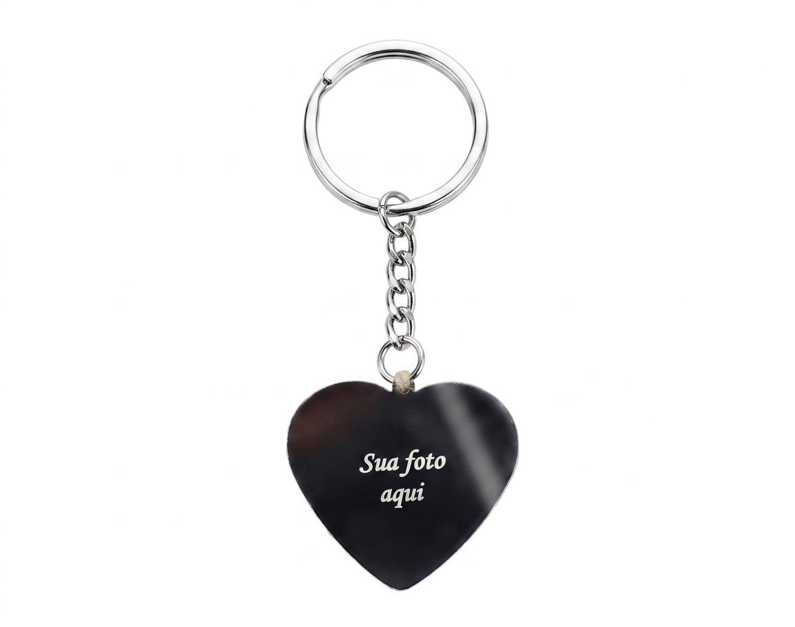 Chaveiro com Pingente Personalizado com Foto ou Mensagem em Aço Inoxidável