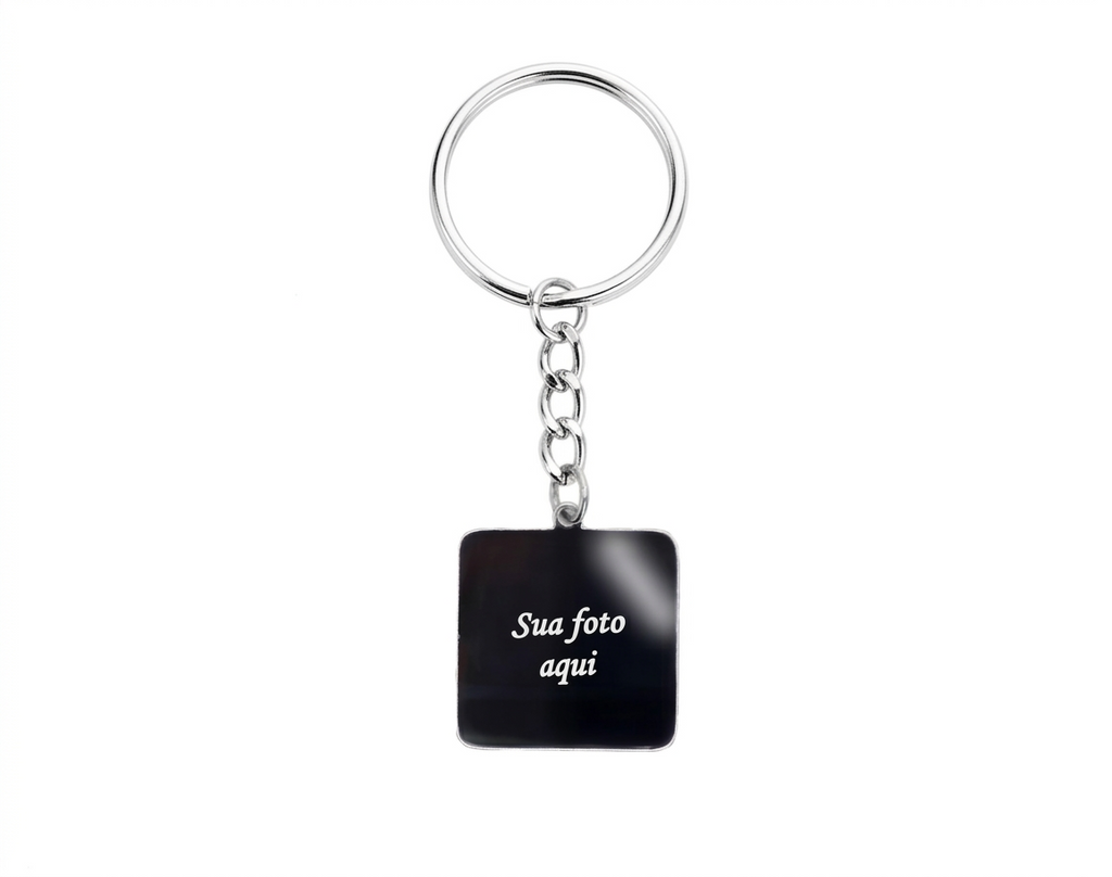 Chaveiro com Pingente Personalizado com Foto ou Mensagem em Aço Inoxidável
