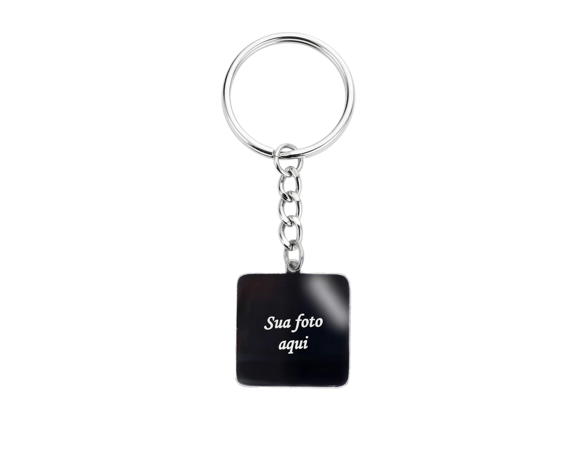 Chaveiro com Pingente Personalizado com Foto ou Mensagem em Aço Inoxidável