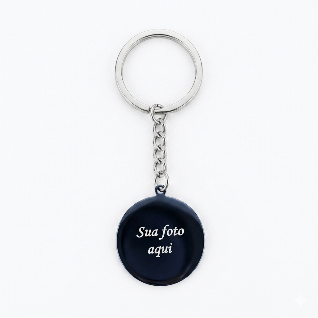 Chaveiro com Pingente Personalizado com Foto ou Mensagem em Aço Inoxidável