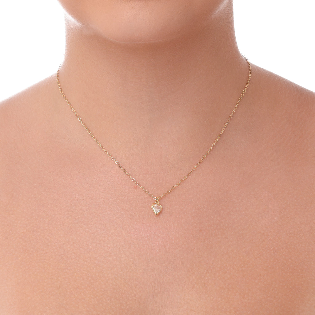 Colar de Coração com Zircônia banhado a ouro 18k ARAU Jóias