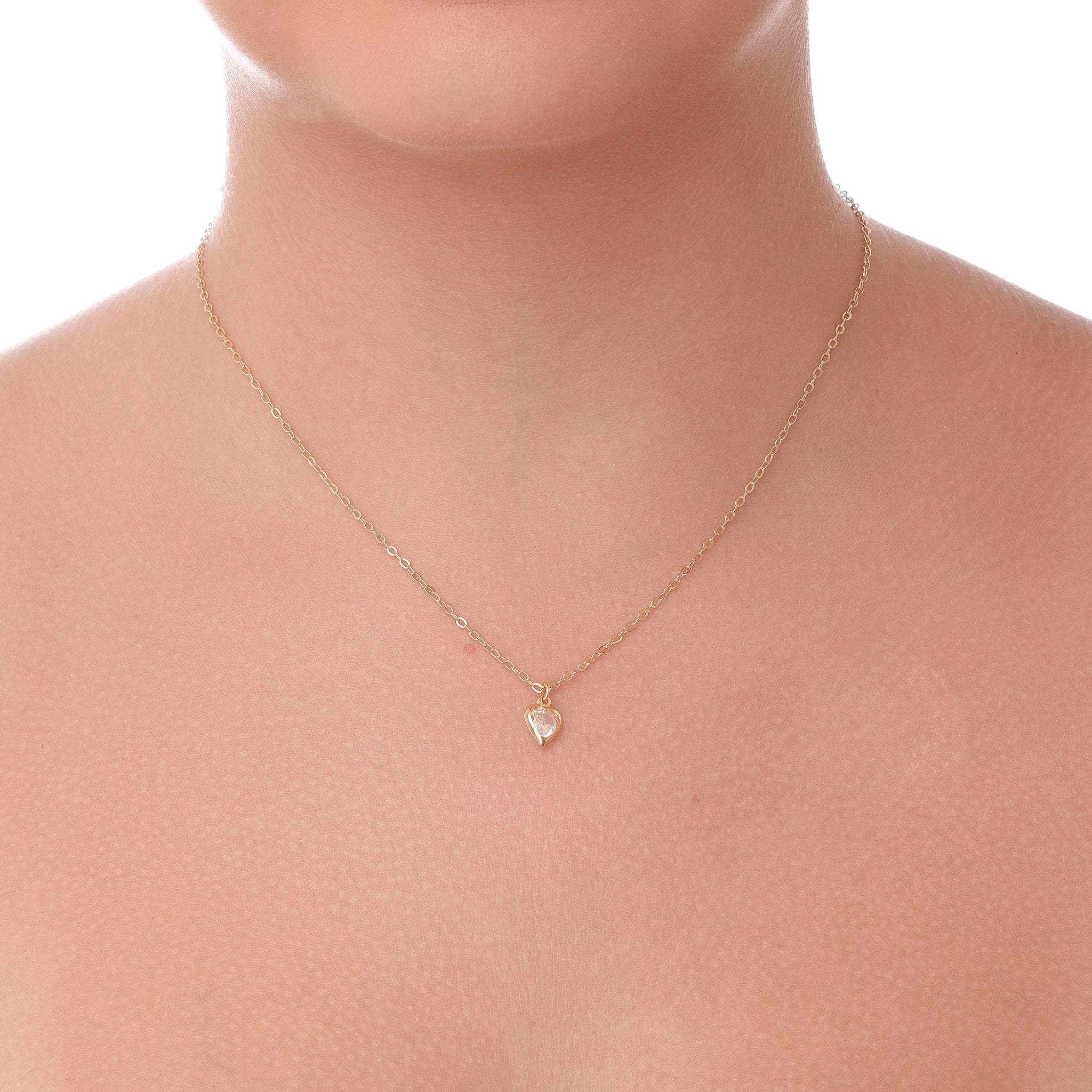 Colar de Coração com Zircônia banhado a ouro 18k ARAU Jóias