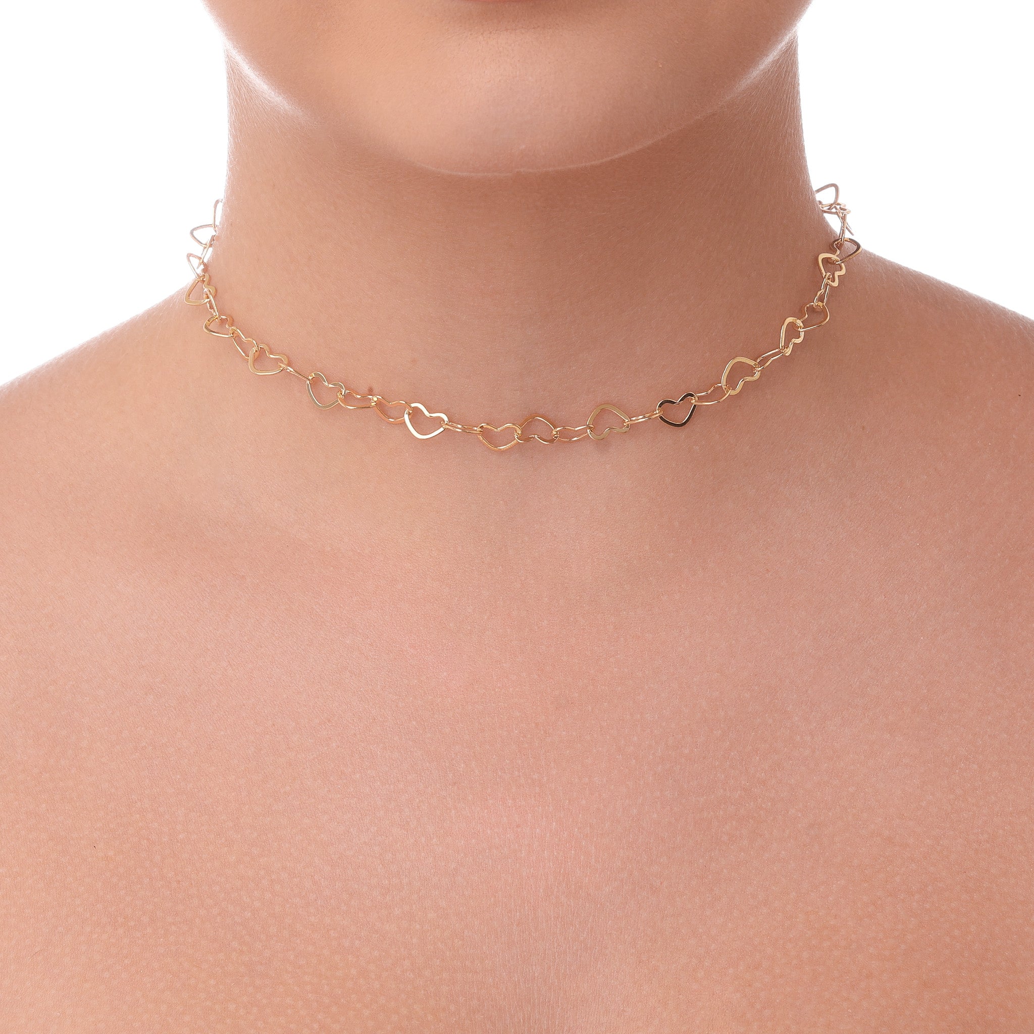 Choker de Corações Vazados banhado a ouro 18k ARAU Jóias