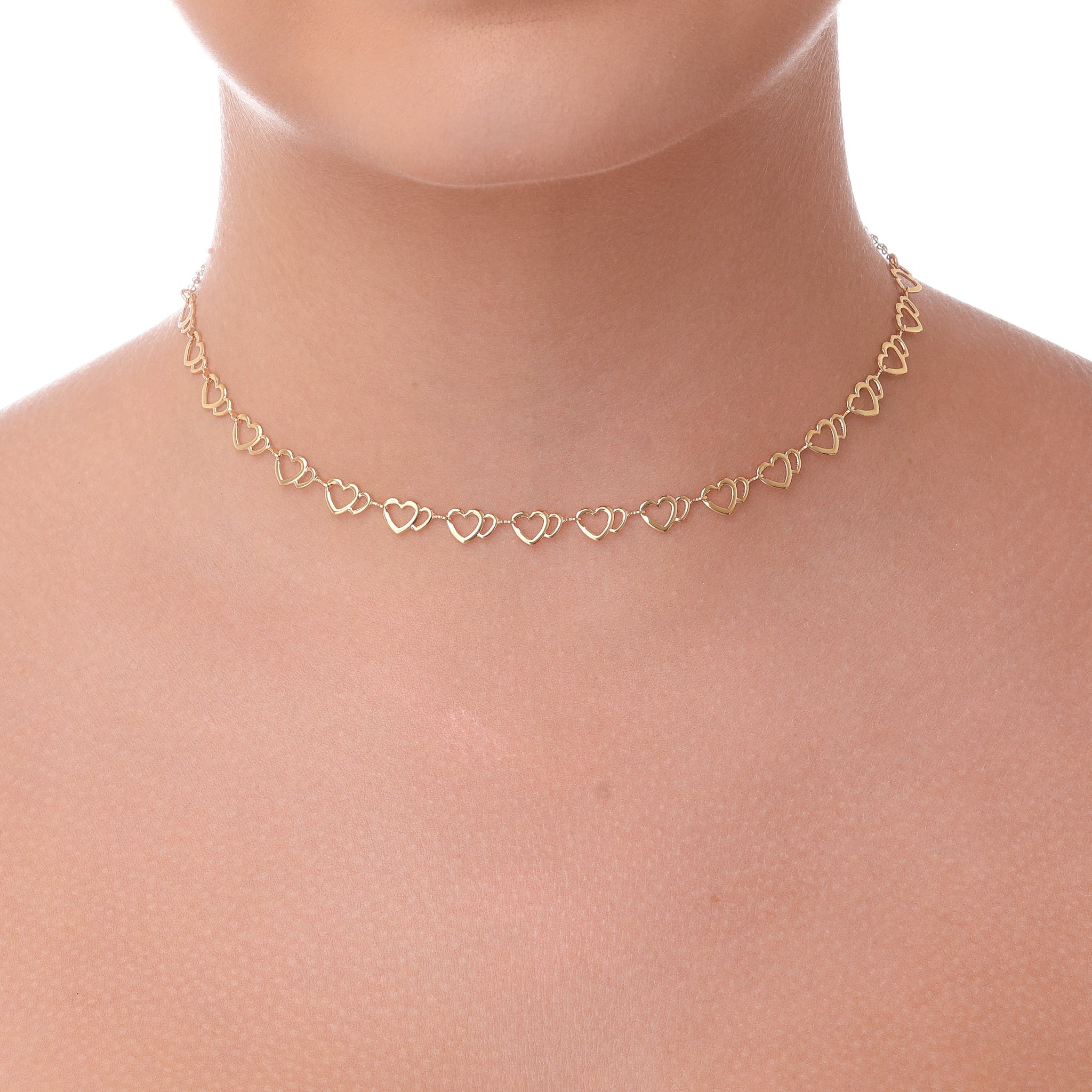 Choker de Corações Entrelaçados banhado a ouro 18k ARAU Jóias