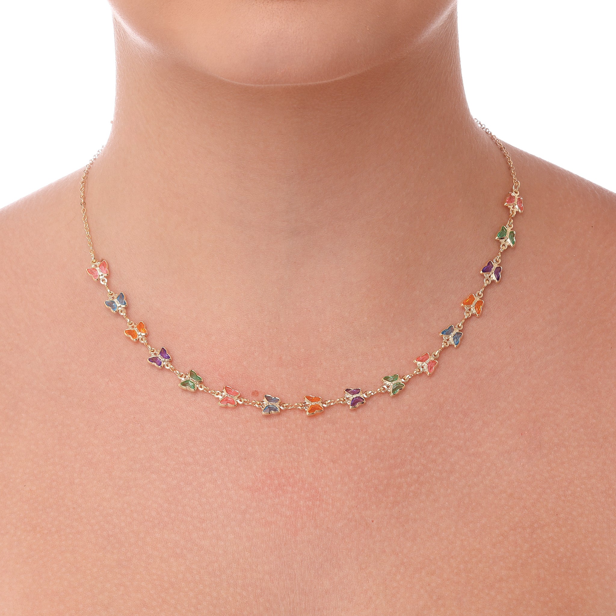 Choker de Borboletas Coloridas banhado a ouro 18k ARAU Jóias