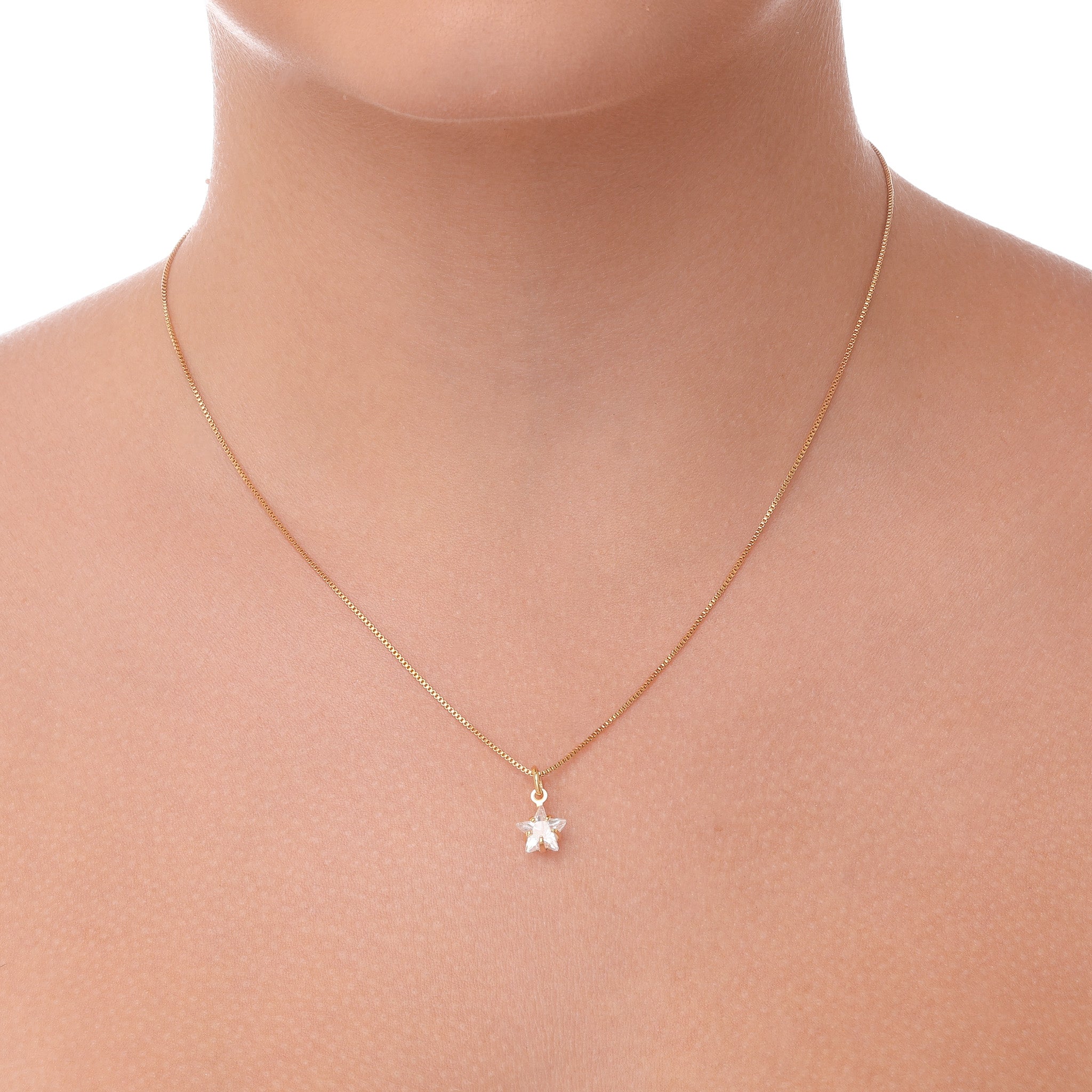 Colar de Estrela de Zircônia banhado a ouro 18k ARAU Jóias