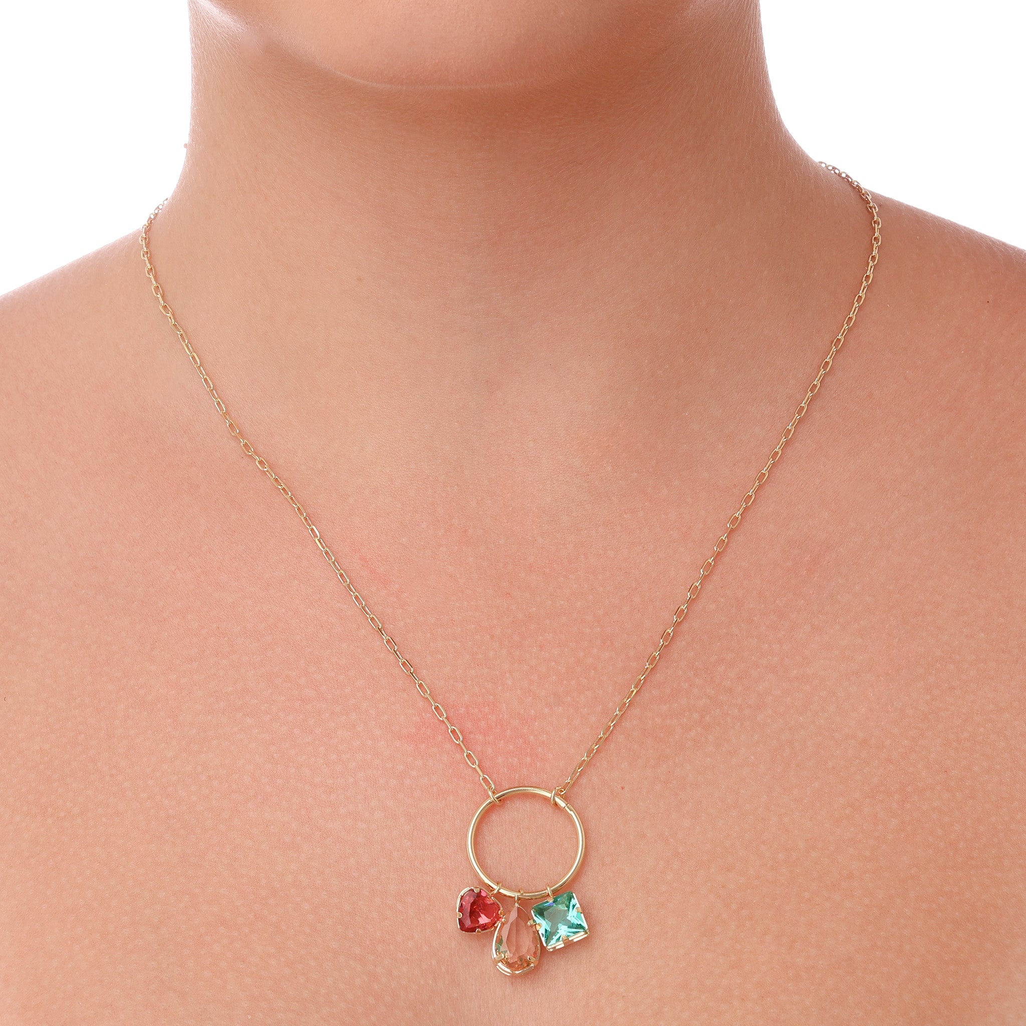 Colar Círculo e Pedras banhado a ouro 18k ARAU Jóias