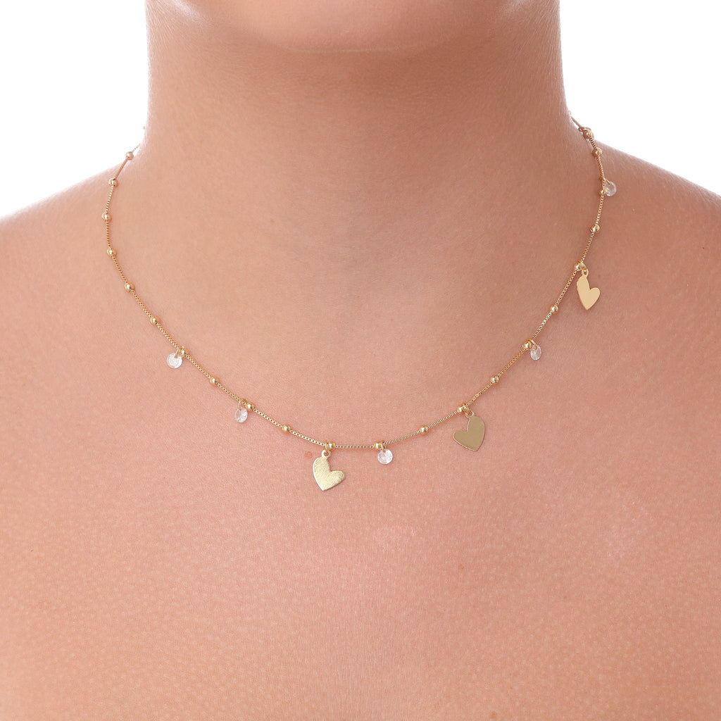 Choker de Corações e Pontos de Luz banhado a ouro 18k ARAU Jóias