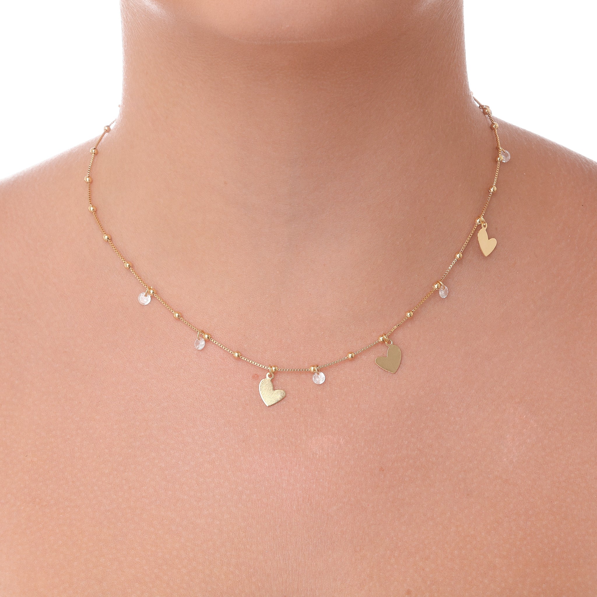 Choker de Corações e Pontos de Luz banhado a ouro 18k ARAU Jóias