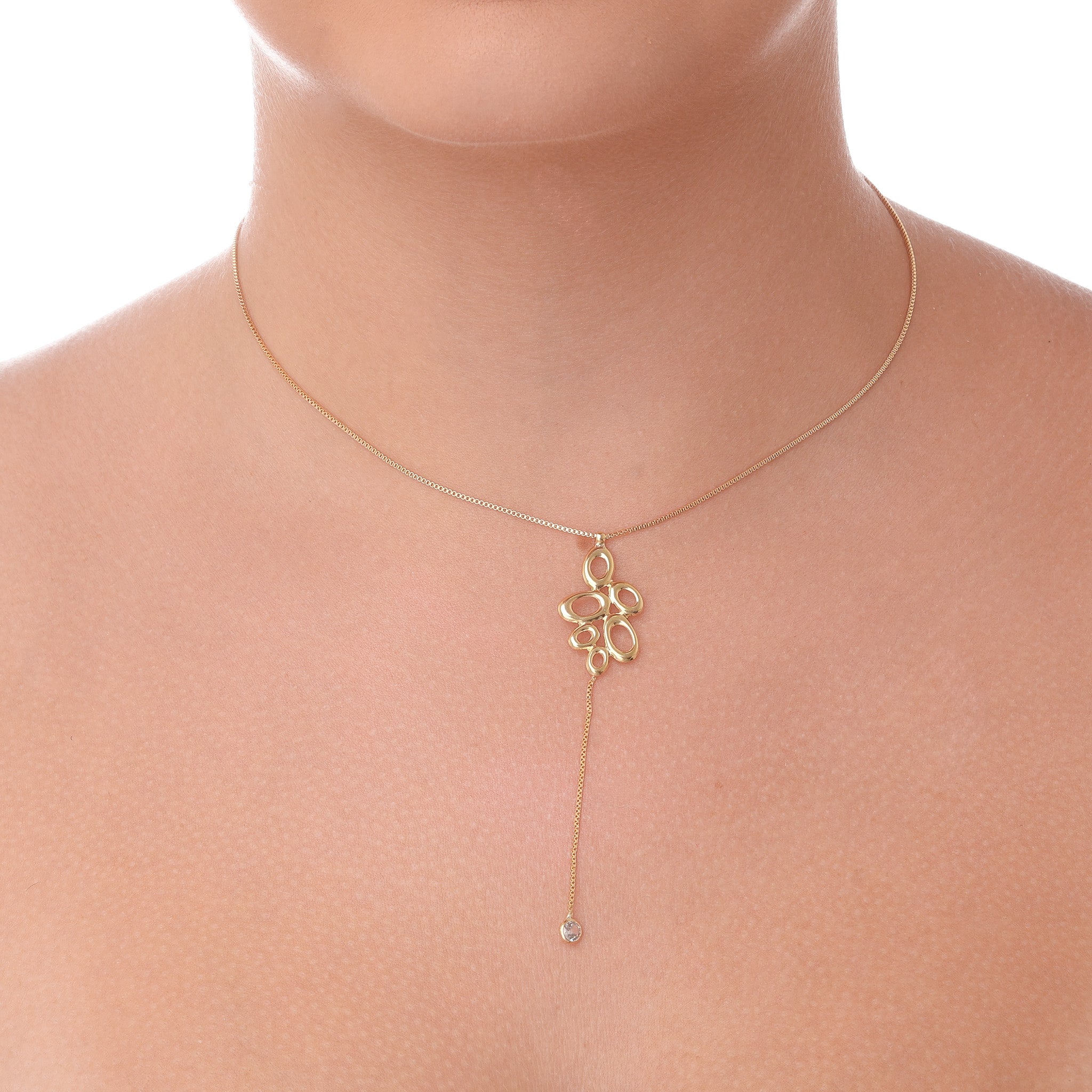 Colar de Colmeia com Ponto de Luz banhado a ouro 18k ARAU Jóias