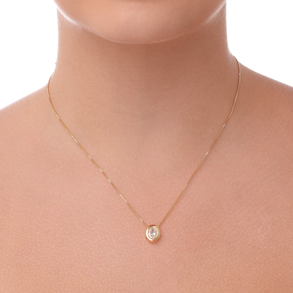 Colar de Zircônia Oval banhado a ouro 18k ARAU Jóias
