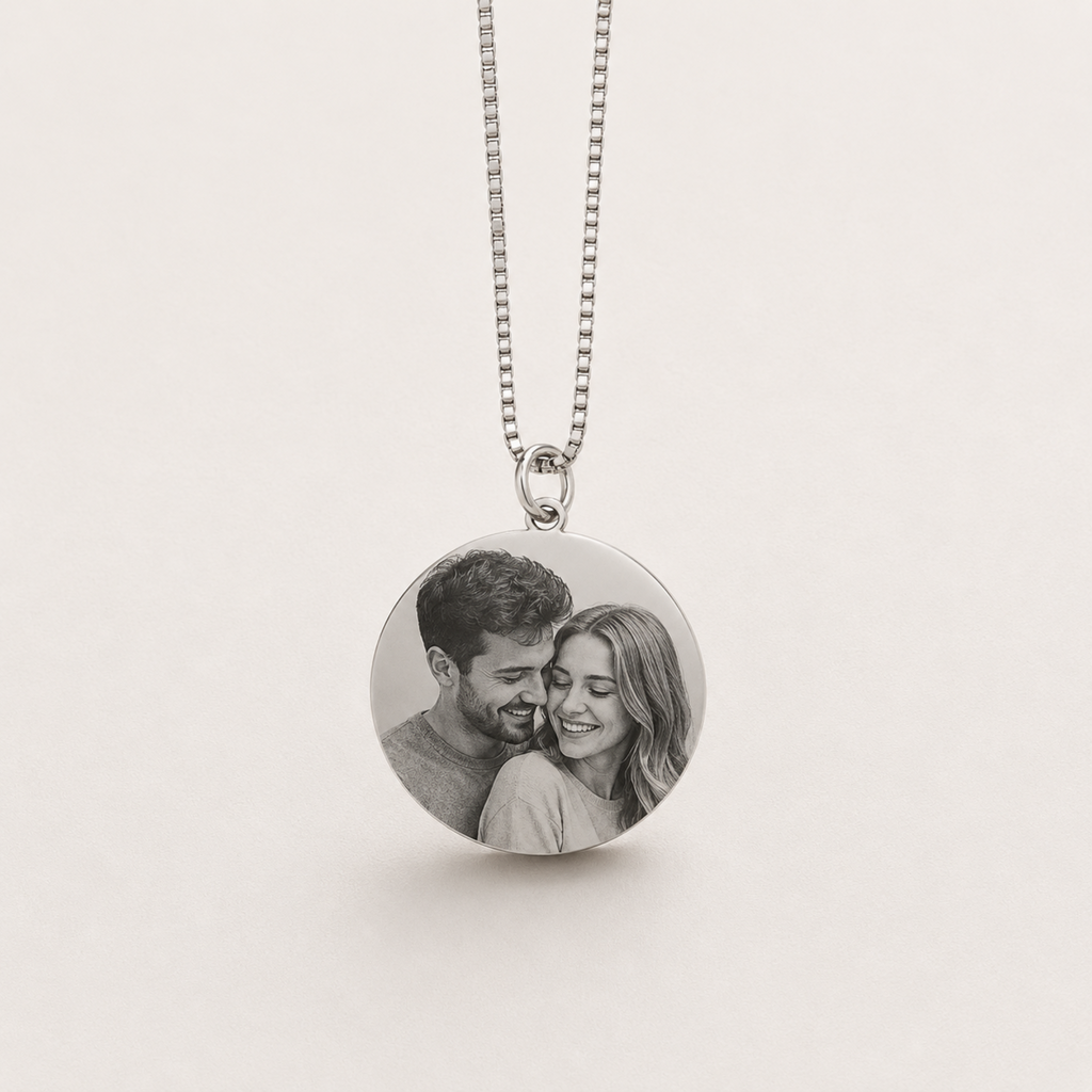Colar Personalizado com Foto Gravada em Aço Inox