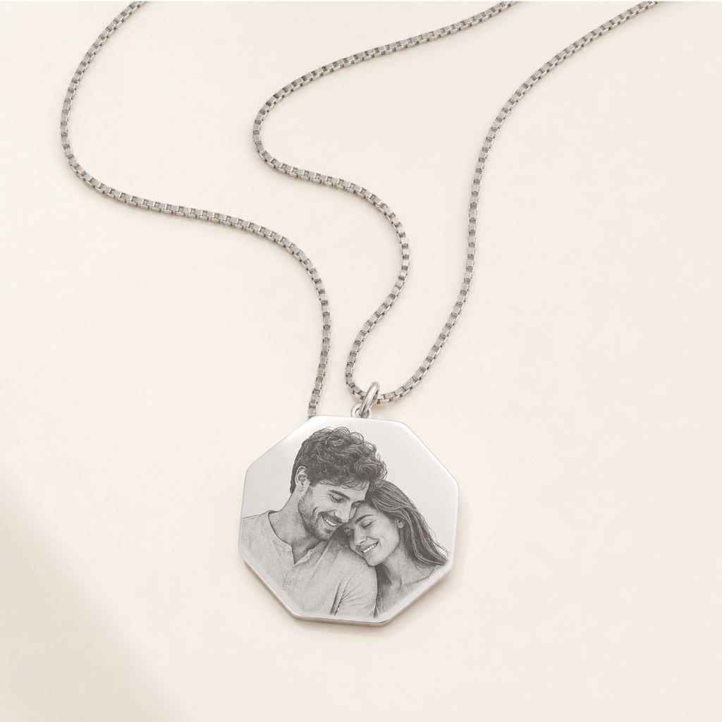 Colar Personalizado com Foto Gravada em Aço Inox