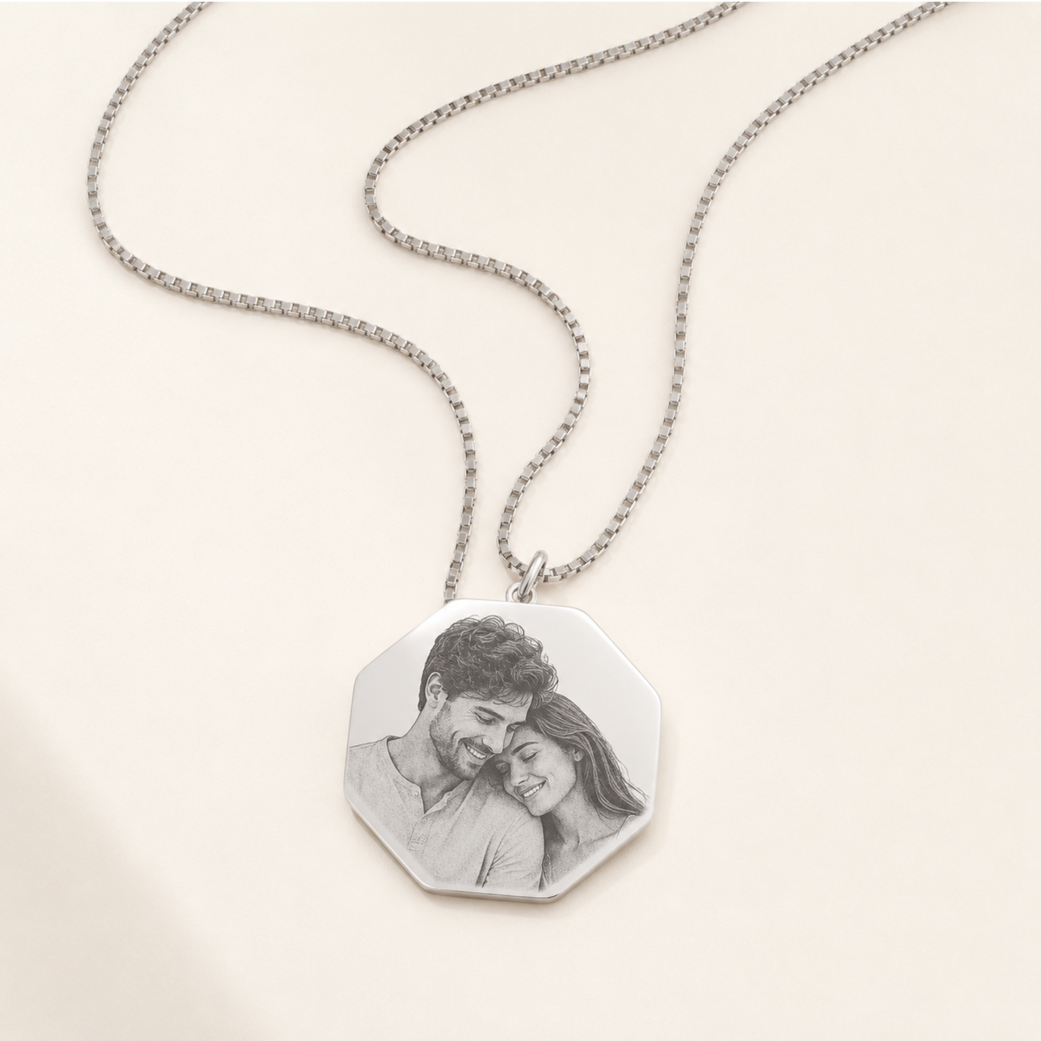 Colar Personalizado com Foto Gravada em Aço Inox
