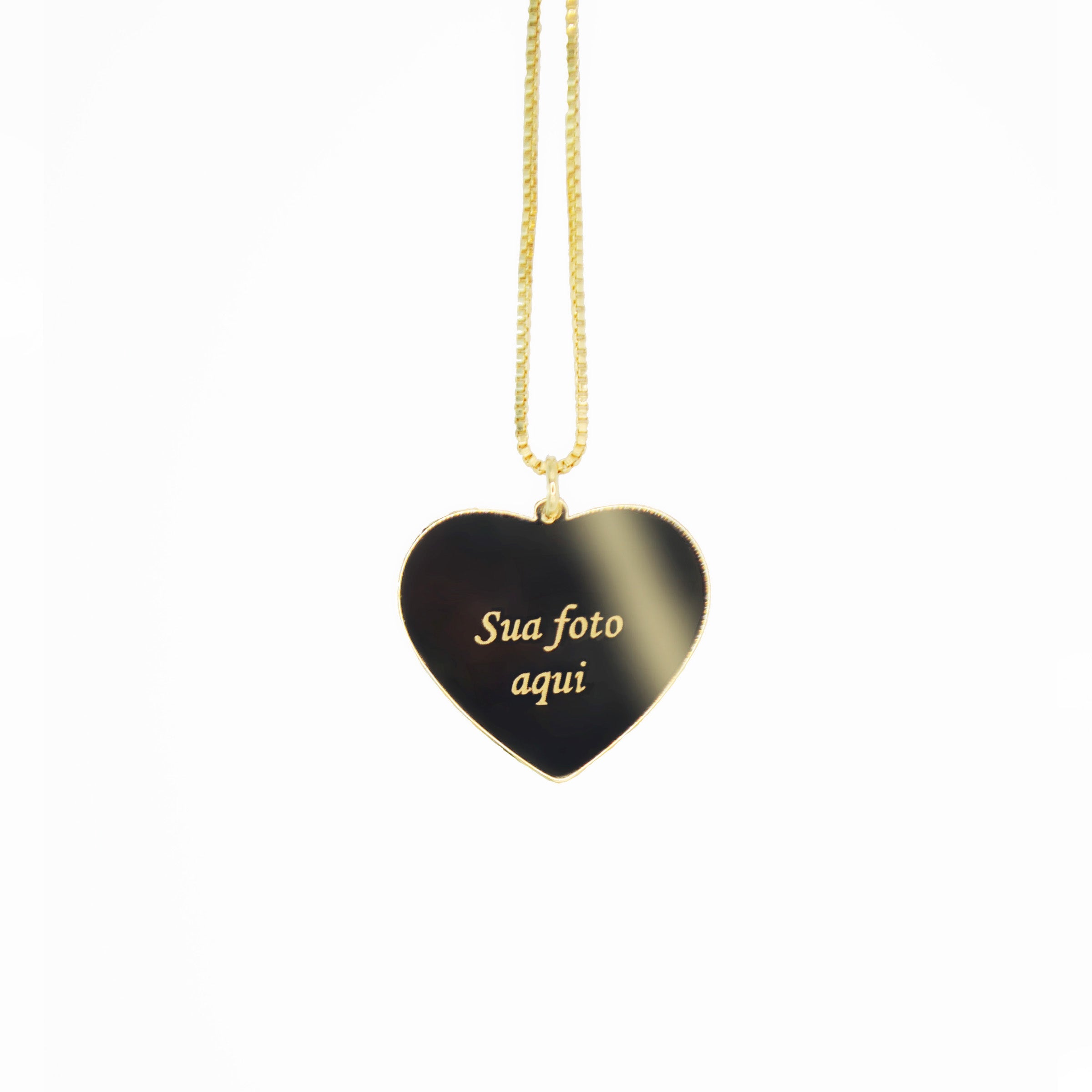 Gargantilha Coração Personalizada com Gravação — Banhada a Ouro 18k