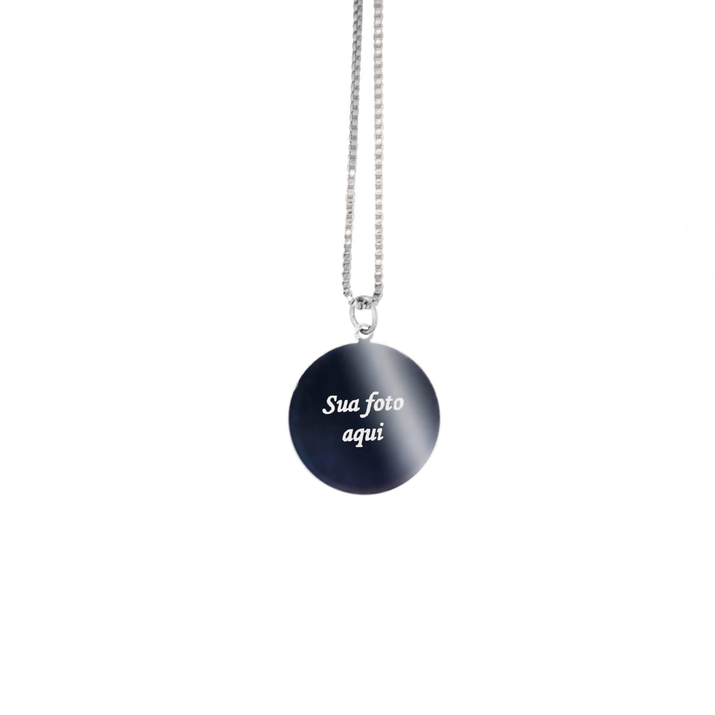 Pingente de colar personalizado em aço inox com mensagem gravada