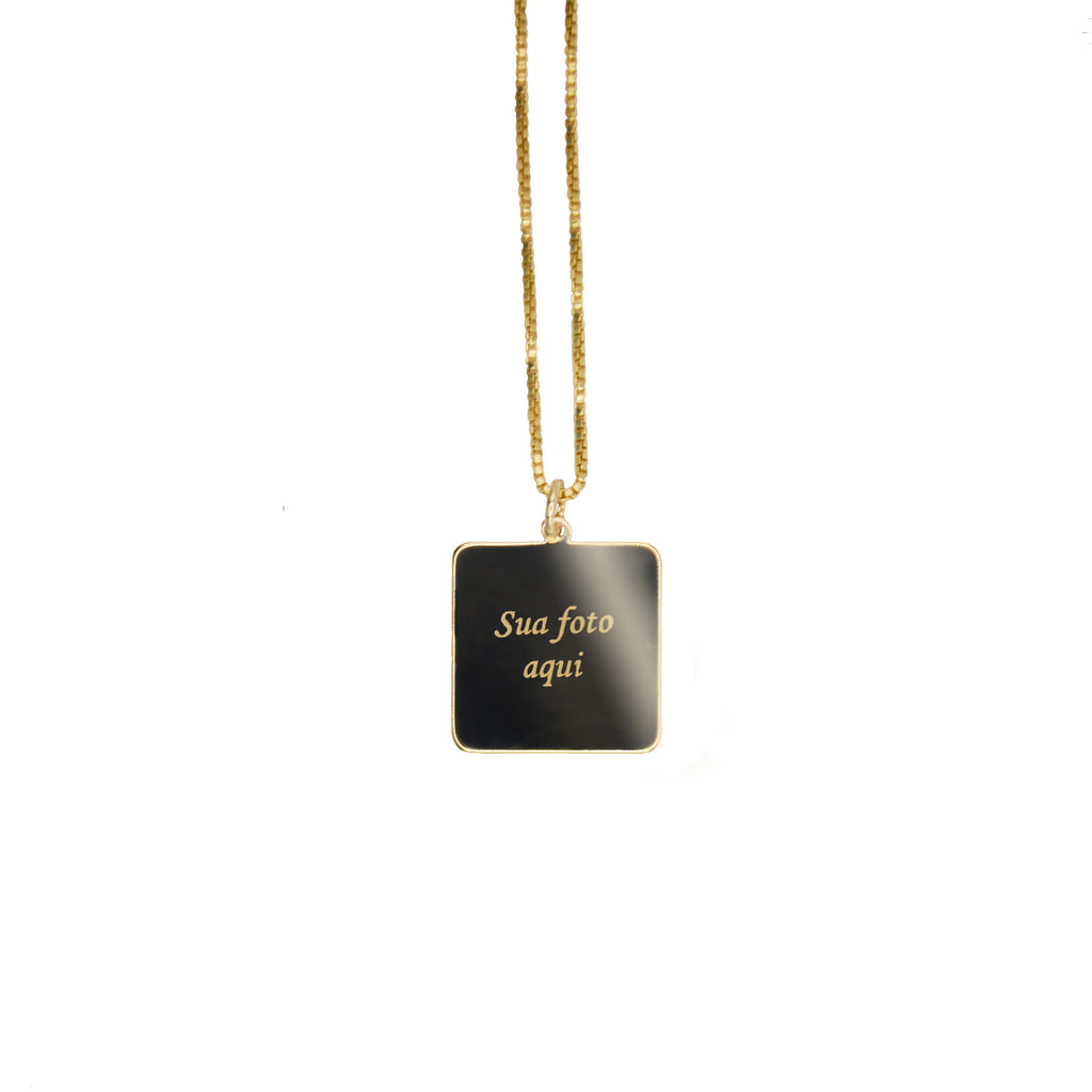 Pingente de colar personalizado banhado a ouro 18k com mensagem gravada