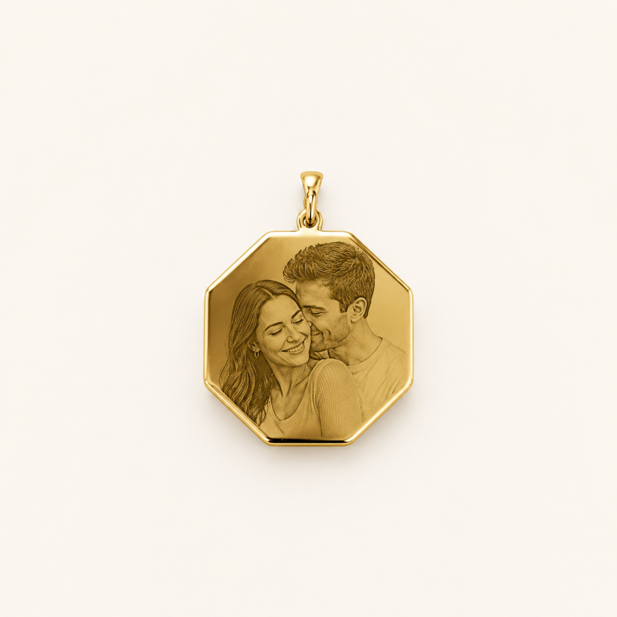 Pingente Personalizado com Foto Gravada Banhado a Ouro 18k
