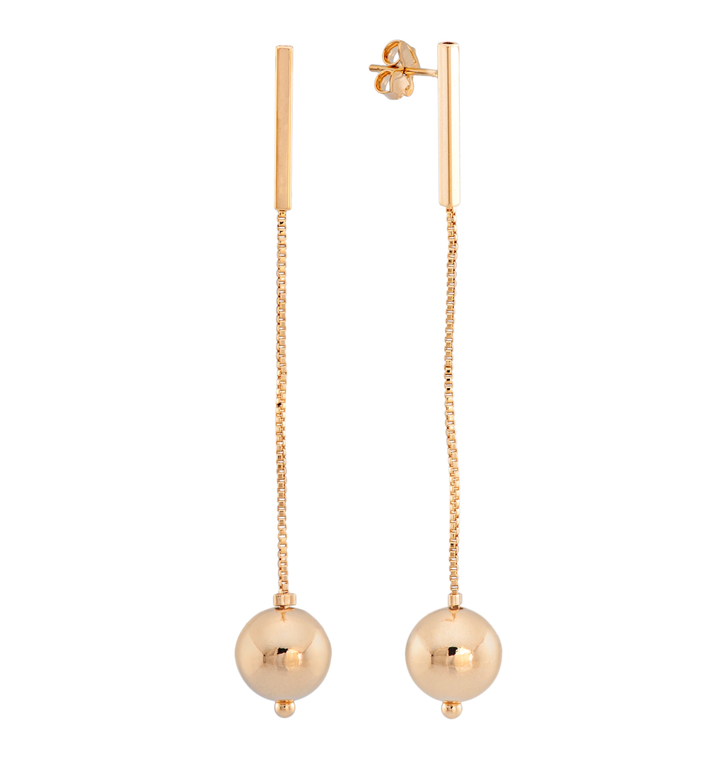 Brinco de corrente com bolinha banhado a ouro 18k ARAU Jóias