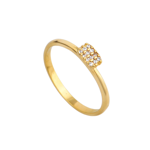 Anel fino com zircônias banhado a ouro 18k