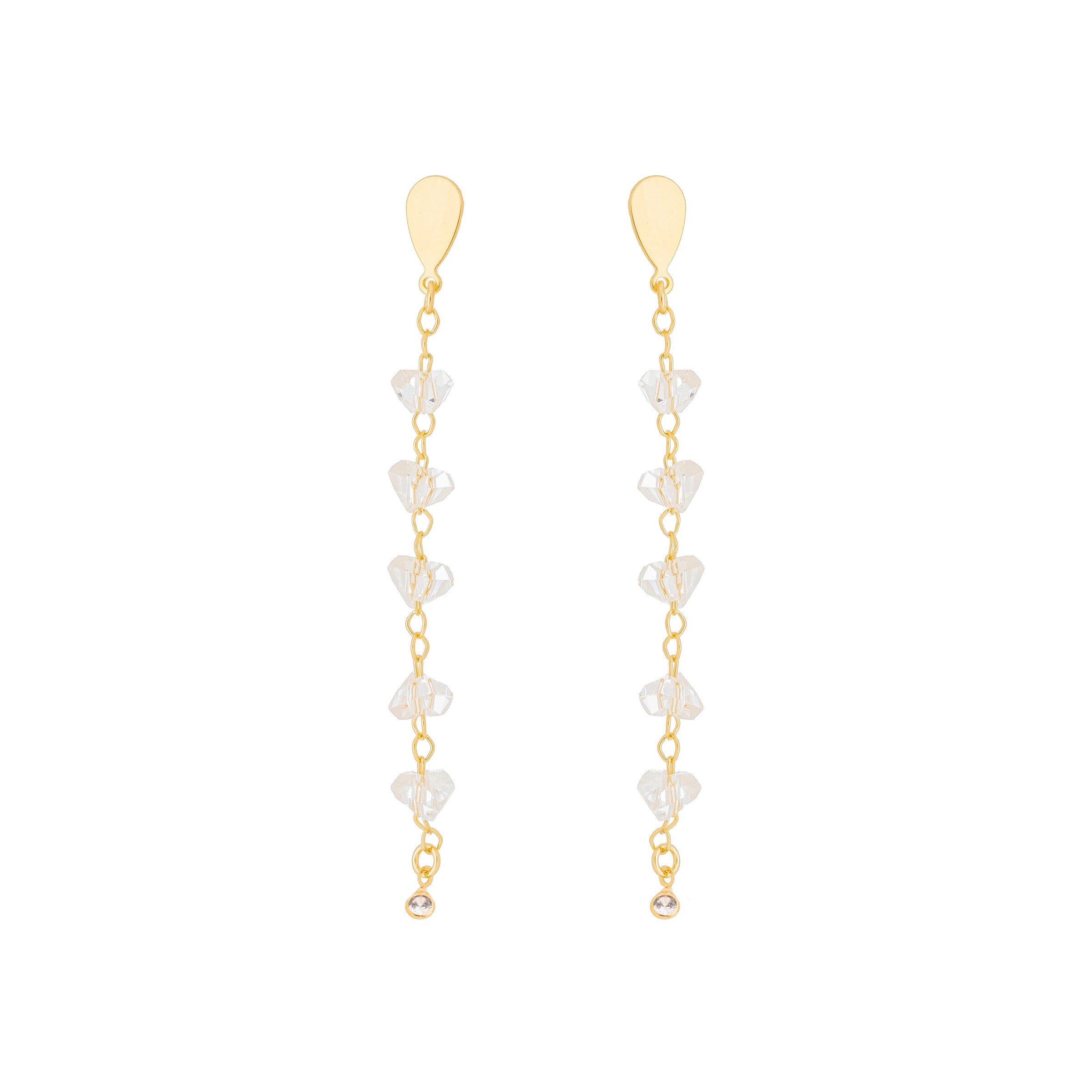 Brinco de corrente com pedras banhado a ouro 18k ARAU Jóias