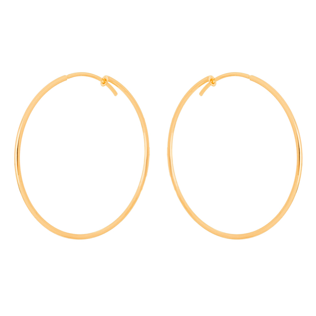 Brinco argola lisa de fio banhada a ouro 18k ARAU Jóias