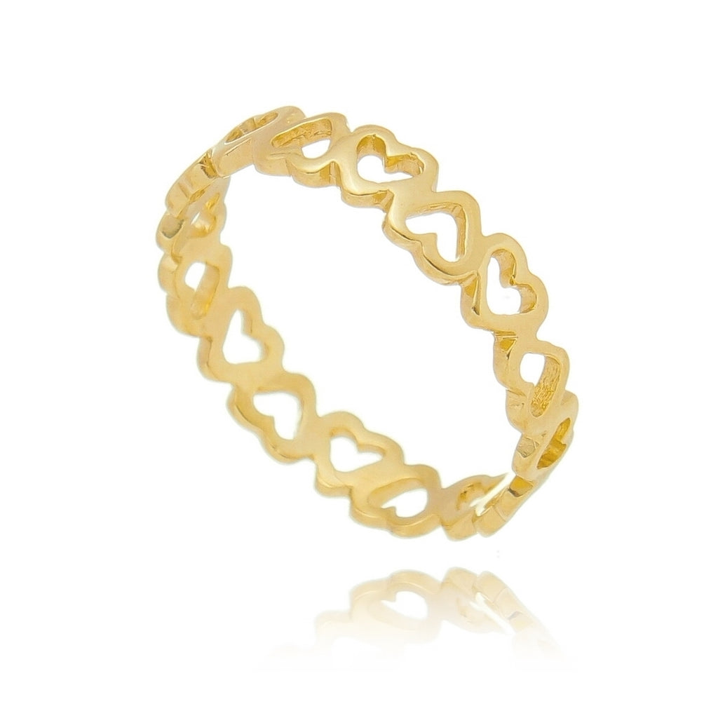 Anel com corações vazados banhado a ouro 18k ARAU Jóias