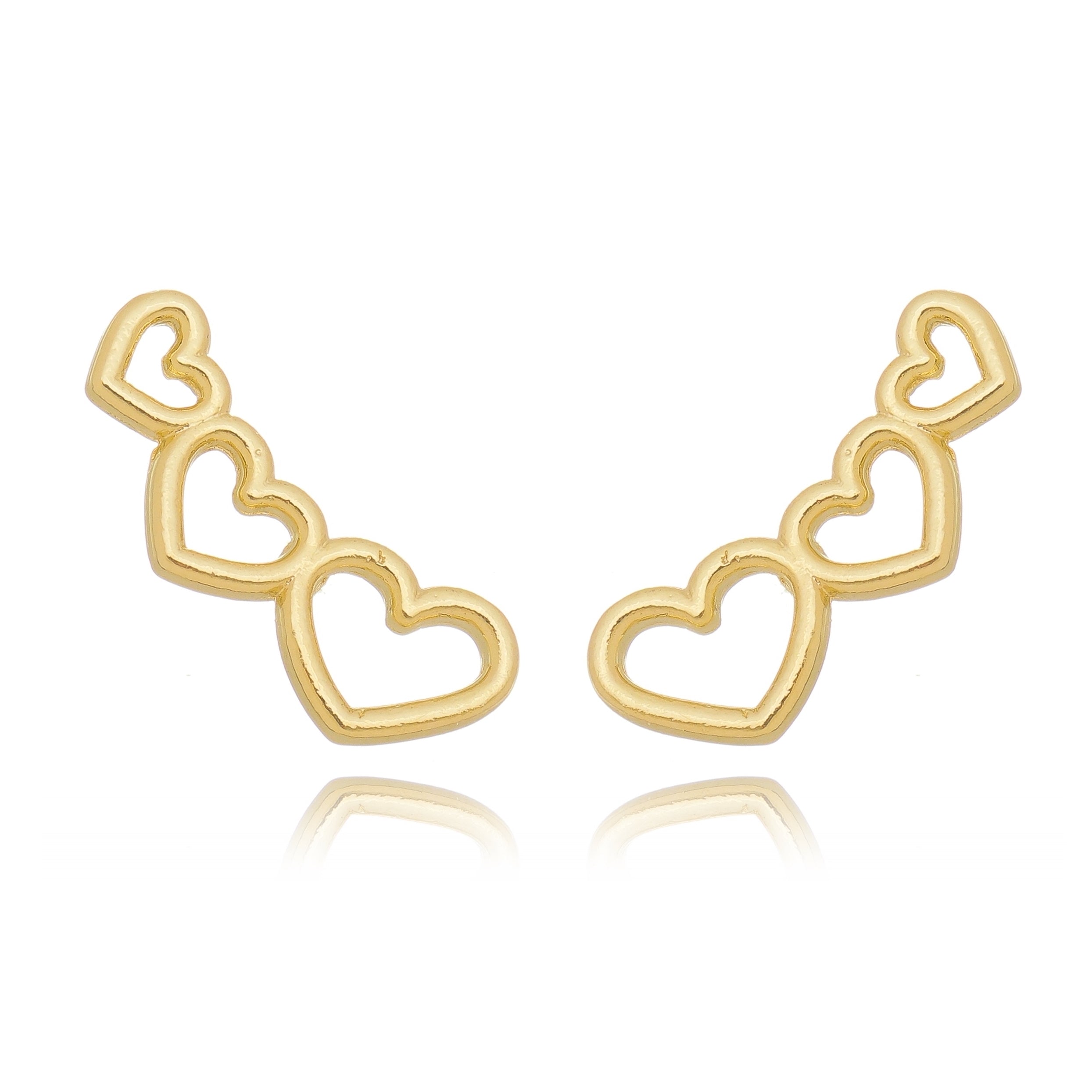 Brinco Ear Cuff de corações banhado a ouro 18k ARAU Jóias