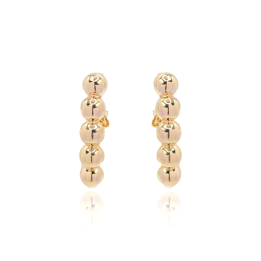 Brinco Ear Hook de bolinhas banhado a ouro 18k ARAU Jóias