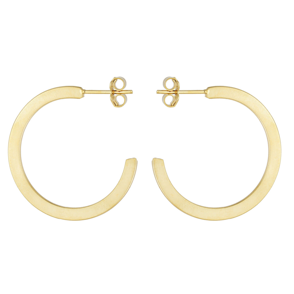 Brinco argola lisa achatada banhada a ouro 18k ARAU Jóias